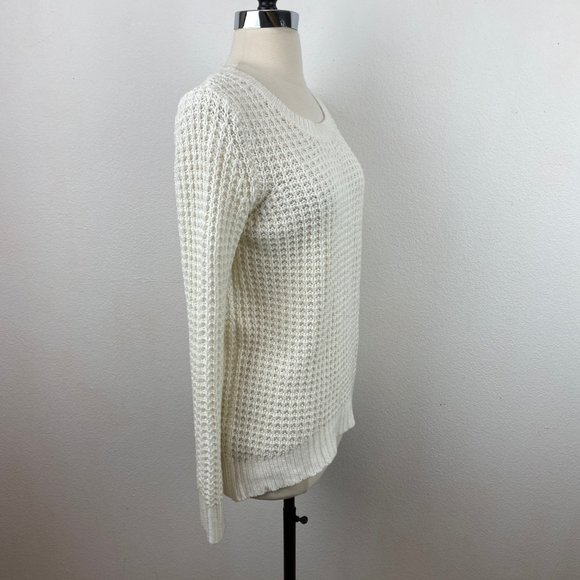 Rue 21 White Long Sleeve Loose Knit Pullover Sweater Top Scoop Neck Layering Med - Picture 6 of 7